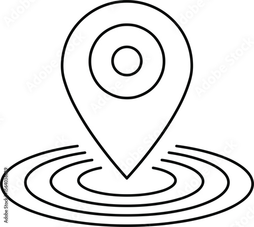 Location Pin Marker with Concentric Circles, Symbolizing GPS Navigation, Geotagging, Map Destination, Area Search, Point of Interest, and Global Positioning Technolog