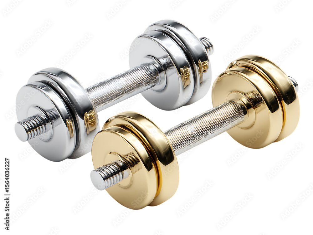 Naklejka premium Silver and Gold Dumbbells
