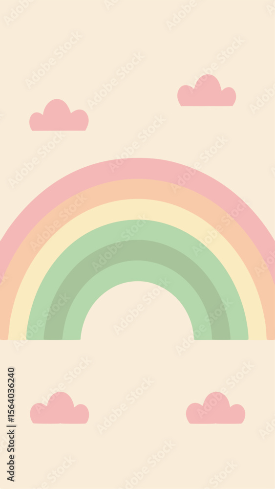 Pastel rainbow and clouds illustration perfect for childrens or decorative design Pastel rainbow and clouds illustration perfect for childrens or decorative design