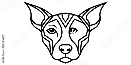 Stylized Geometric Dog Head Line Art