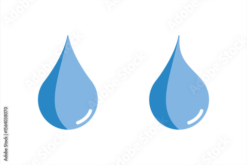 Flat design water droplet icon set, blue water drop icon set, waterdrop icon shape.