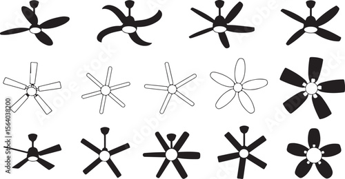 Silhouette of Ceiling Fans Vector Illustration
