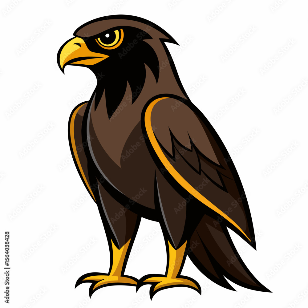 Fototapeta premium Stylized brown eagle mascot with sharp yellow beak and talons