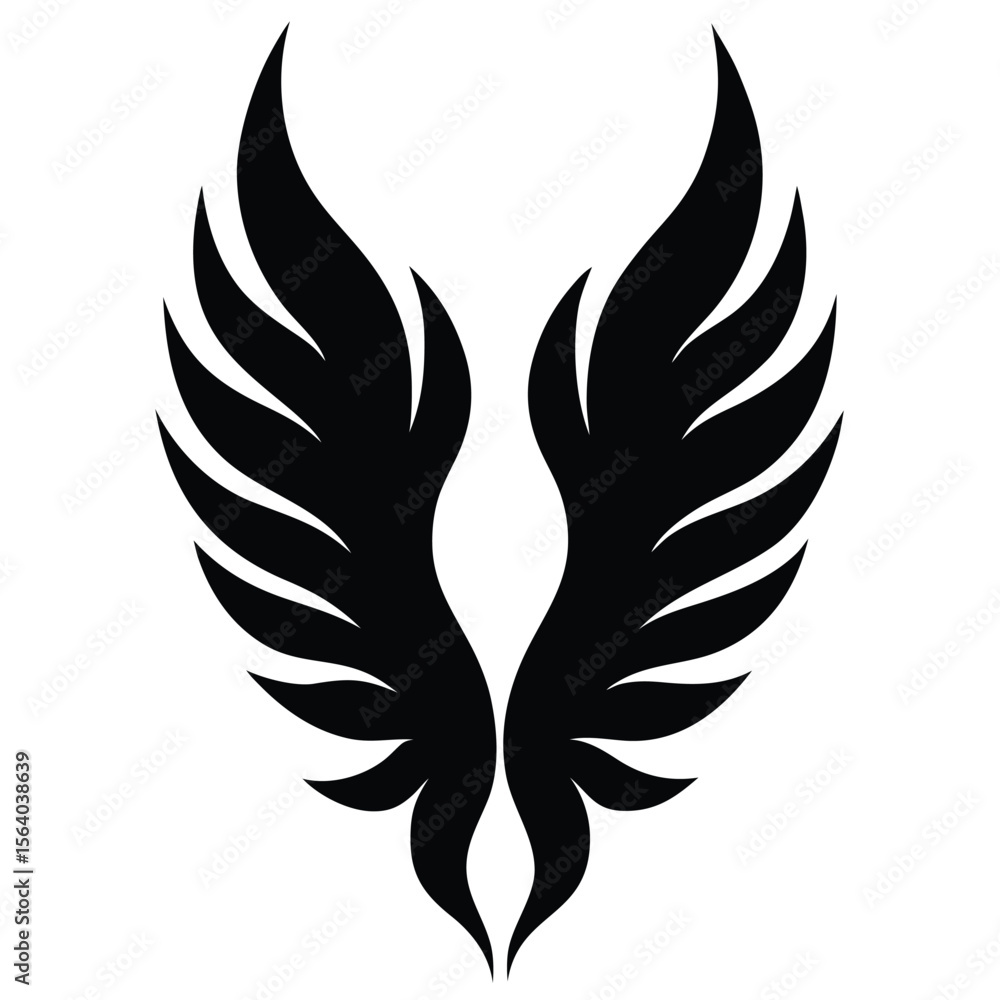 Obraz premium Black Angel Wings Icon - Freedom and Flight Symbol