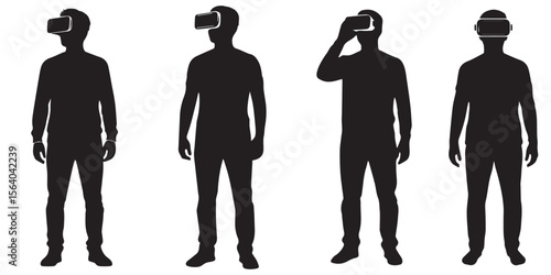 Person Wearing VR Headset Vector – Virtual Reality Silhouette for Gaming, Tech, and Futuristic Experiences