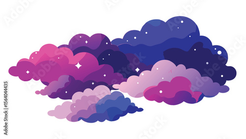Vector illustration of stylized clouds with transparent design suitable for various projects
