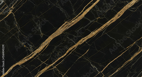 Black marble with striking gold veining and polished finish, luxurious and bold choice for upscale interiors, countertops, and statement surfaces.


