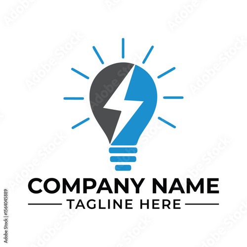 Creative Logo Design Featuring a Light Bulb with a Lightning Bolt Symbolizing Innovation and Energy Solutions