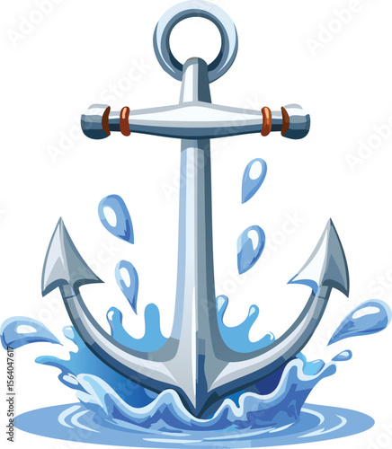 Heavy Boat Anchor Making a Splash as It Drops into Water