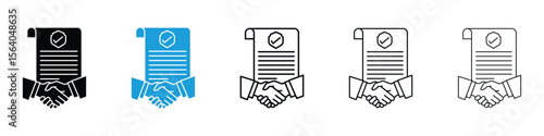 Agreement icon in Editable stroke and solid flat vector pack