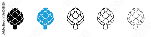 Artichoke icon in Editable stroke and solid flat vector pack