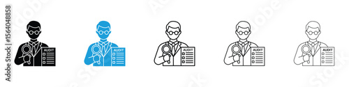 Auditors icon in Editable stroke and solid flat vector pack