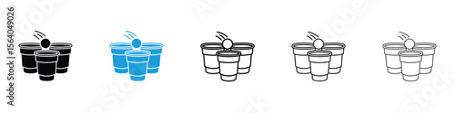 Beer pong icon in Editable stroke and solid flat vector pack