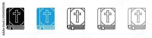 Bible icon in Editable stroke and solid flat vector pack