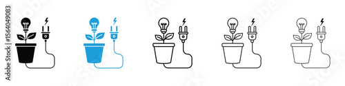 Biomass energy icon in Editable stroke and solid flat vector pack