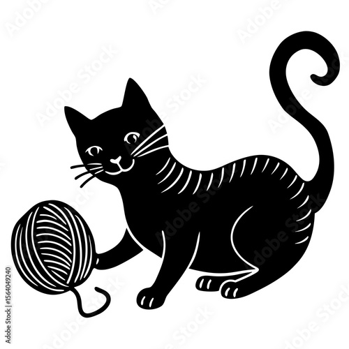 Cat Playing with Yarn  icon celebrating pets with fun, colorful, and loveable graphic