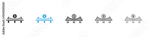 Bridging loan icon in Editable stroke and solid flat vector pack