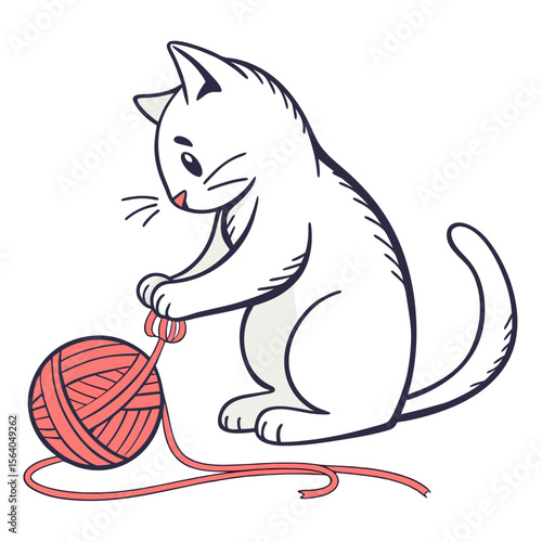 Cat Playing with Yarn  icon celebrating pets with fun, colorful, and loveable graphic
