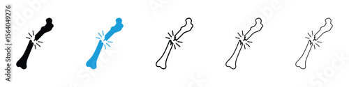 Broken bone icon in Editable stroke and solid flat vector pack