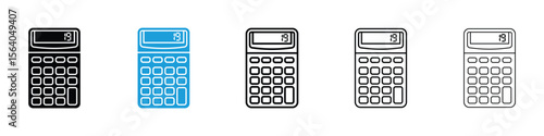 Calculator icon in Editable stroke and solid flat vector pack