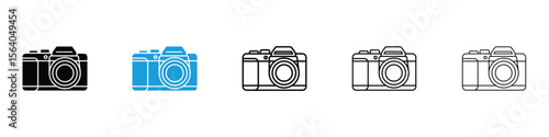 Camera icon in Editable stroke and solid flat vector pack