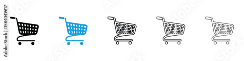 Cart icon in Editable stroke and solid flat vector pack