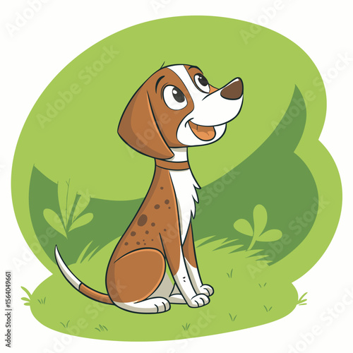 Cute green cartoon Dog smiling happily vector illustration