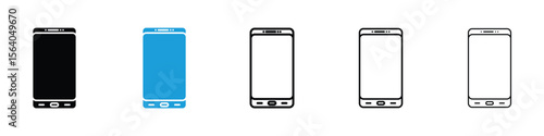 Cell phone icon in Editable stroke and solid flat vector pack