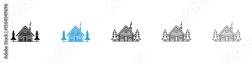 Chalet icon in Editable stroke and solid flat vector pack