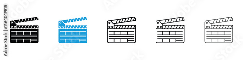 Cinema flapper icon in Editable stroke and solid flat vector pack