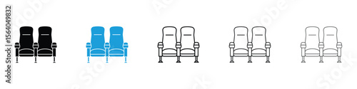 Cinema seat icon in Editable stroke and solid flat vector pack