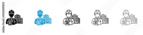 Civil Engineer icon in Editable stroke and solid flat vector pack