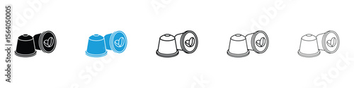 Coffee capsule icon in Editable stroke and solid flat vector pack