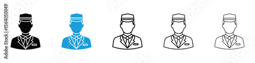 Concierge icon in Editable stroke and solid flat vector pack