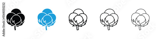 Cotton icon in Editable stroke and solid flat vector pack
