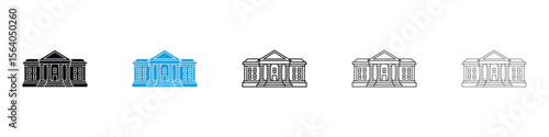 Courthouse icon in Editable stroke and solid flat vector pack