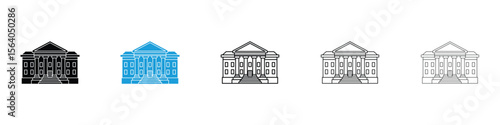 Courthouse icon in Editable stroke and solid flat vector pack