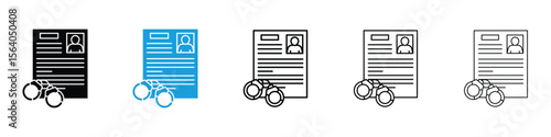 Criminal record icon in Editable stroke and solid flat vector pack