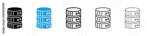 Cylinder database icon in Editable stroke and solid flat vector pack
