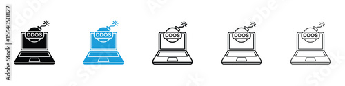 DOS icon in Editable stroke and solid flat vector pack