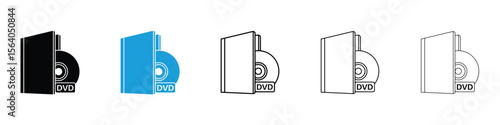 DVD icon in Editable stroke and solid flat vector pack
