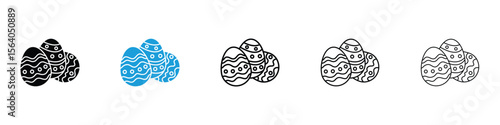 Easter eggs icon in Editable stroke and solid flat vector pack