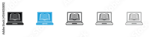 Ebook icon in Editable stroke and solid flat vector pack
