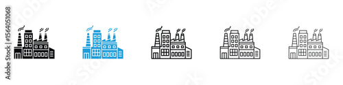Factory icon in Editable stroke and solid flat vector pack