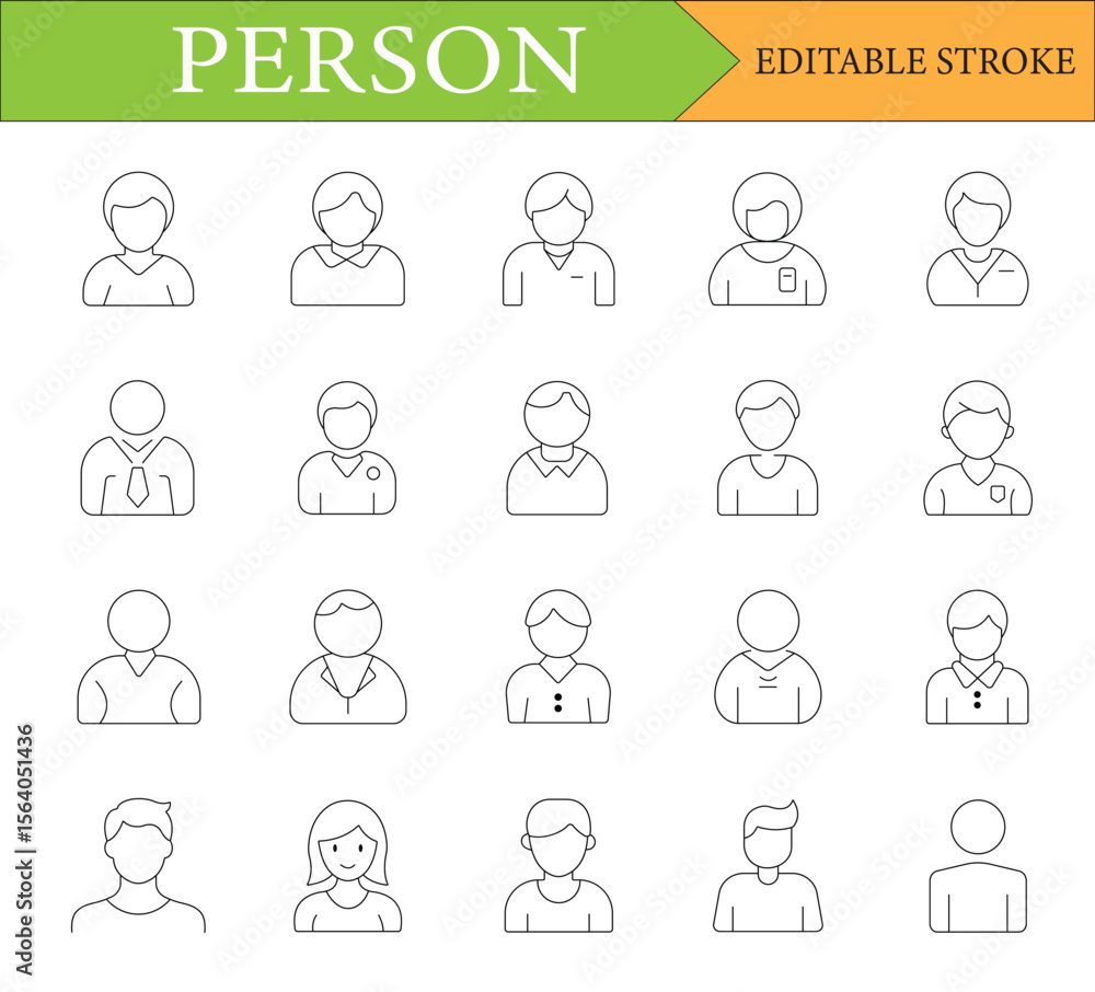Line Art Person Icons Displaying Varied Styles and Outfits Representing Diversity in Professional and Casual Settings Editable Stroke Outlines Line Art Person Icons Displaying Varied Styles and Outfits Representing Diversity in Professional and Casual Settings Editable Stroke Outlines