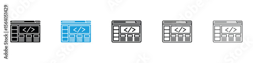 Front end icon in Editable stroke and solid flat vector pack