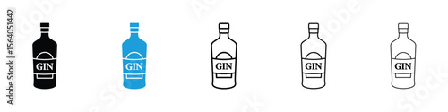 Gin icon in Editable stroke and solid flat vector pack