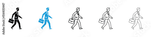 Going to work icon in Editable stroke and solid flat vector pack
