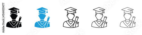 Graduated icon in Editable stroke and solid flat vector pack
