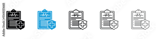 Health insurance icon in Editable stroke and solid flat vector pack